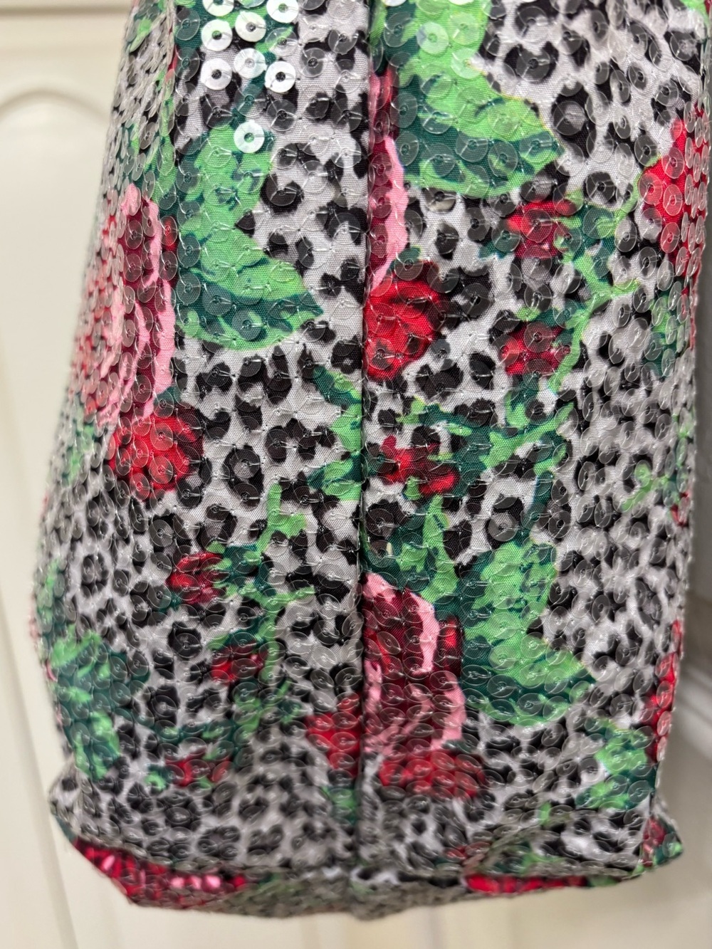 Betsey Johnson extra-large sequin leopard and rose print tote - Picture 5 of 7